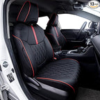 HKZ Fit RAV4 Car Seat Covers Set for 2019 2020 2021 2022 2023 2024 2025 Toyota RAV4 LE,XLE,XLE Premium,Limited - 5 Seats Full Set Leather(Black+Red)