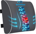 Lumbar Support Pillow for Office Chair, Car Seats and Home Desks, Ergonomic Back Support with Double Adjustable Straps, Machine Washable Cover, Grey