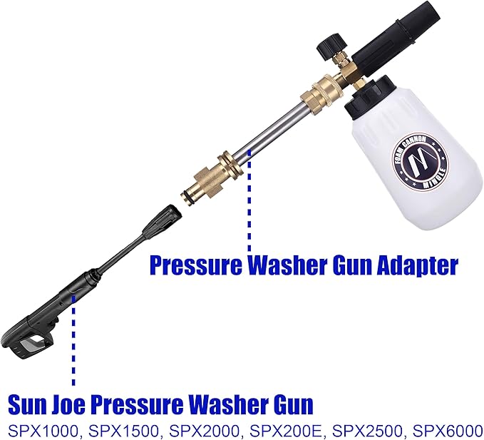 M MINGLE Foam Cannon, Compatible with Sun Joe SPX Series Pressure Washer, with 5 Nozzle Tips, 1/4 Inch Quick Connector