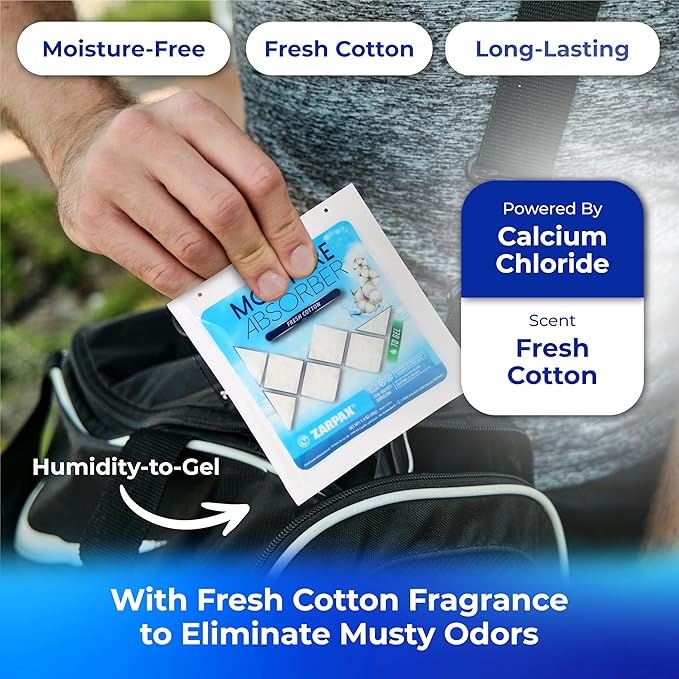 Moisture Absorber Sachets Fresh Cotton 1.4 oz/40g - Remove Excess Moisture In Air & Odor - Desiccant Dehumidifier for Closet, Drawer, Safe, Storage - Dampness & Humidity Control - Set of 15