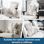 Lumbar Support Pillow(Pat. Pend) – Multi-Functional Ergonomic Back Cushion for Sofa Chair, Car Seat & Sofa, Reading Pillow with Firm Multi-Zone Support to Relieve Lower Back Pain, Misty White