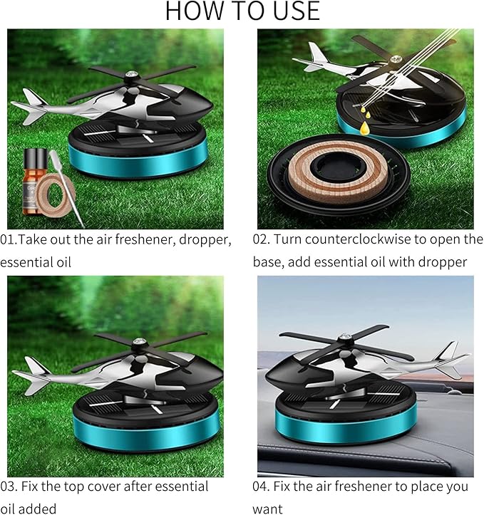 Helicopter Car Air Freshener Rotating Solar Car Freshener Airplane Car Perfume