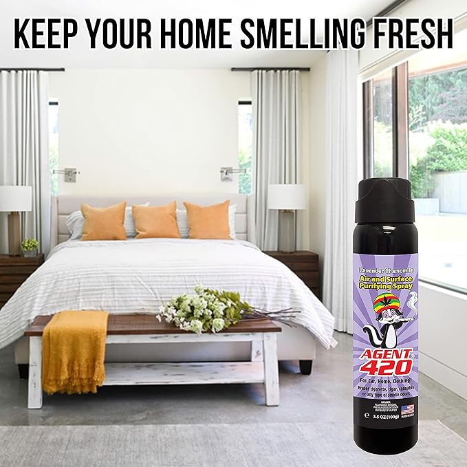 Agent 420 Odor Eliminator Aerosol Spray, Lavender Chamomile, 3.5 oz — Tea Tree Oil Breaks Down Smoke at the Molecular Level