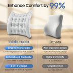 Lumbar Support Pillow, Inflatable Seat Cushion, Lightweight Car Back Cushion, Portable Chair Seat & Back Cushions for Office, Flight, Workplace, Gray Stadium Cushions with TPU