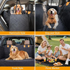 Dog Car Seat Cover for Back Seat, 600D Waterproof Pet Hammock with Mesh Window and Side Flaps, Anti-Slip Dog Seat Protector for Cars, SUVs, Trucks, Scratchproof Easy-Clean