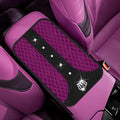 Purple Bling Car Console Cover Hot Purple Arm Rest Center Console Cushion Pad, Universal Anti-Slip Leather Armrest Box Decor Protector Crystal Sparkling Rhinestone Car Accessories(Purple)