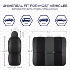 Skechers Air-Cooled Memory Foam Seat Covers,Mesh Thick Car Seat Covers,Piping Leather Car Seat Cover,Airbag Compatible,Automotive Comfort for Most Cars, Vans, Trucks, SUV(Purple, Full Set)