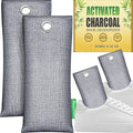 Activated Charcoal Odor Absorber for Strong Odor, Natural Shoe Deodorizer. Sneaker Odor Eliminator, 2 Pack Bamboo Charcoal Air Purifying Bags, Odor Remover Moisture Absorbers for Shoes