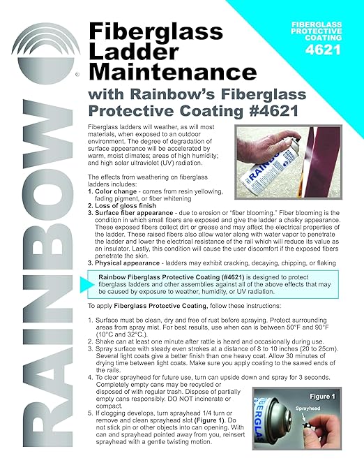 Rainbow Fiberglass Sealer Protective Coating Spray Can 4621 | Protects Ladders, Wooden, Fiberglass Assemblies Against Decaying, Cracking, Chipping, Fading, and Flaking (1)