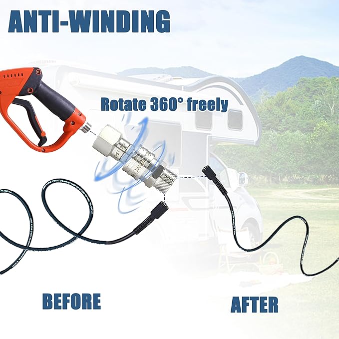 Tool Daily Pressure Washer Adapter Set with Swivel, M22 14mm to 3/8" Quick Connect, Stainless Steel Quick Disconnect Swivel for Power Washer Hose, 5000 PSI