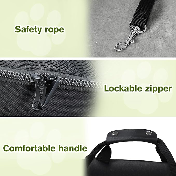 Pecute Cat Carrier Expandable, Extra Large Pet Carrier Bag, Foldable Cat Carrier Bag with Breathable Mesh, Pet Carrier Transport Bag for Dogs and Cats, with Shoulder Strap and Pet Bowl, Black