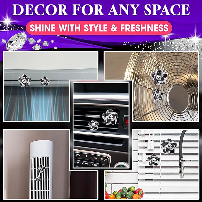 2 Pcs Car Air Freshener Vent Clip Set - Camellia Car Vent Clips Cute Auto Accessories for Women Interior Cute Decor Flower Vehicle Accessories