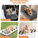 Soulbond Dog Bed for Car Back Seat Soft Plush Backseat Pet Bed Mat Non-Slip Travel Pet Mat, Fuzzy Plaid Dog Seat Cover, Fit for Backseat Extenders and Trucks SUVs (Glossy-Dark Gray, 54" x 24.8")