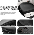 CAPITAUTO 1 Piece Front Seat Covers Perforated Faux Leather Bottom Car Seat Covers Front Seats only, Super Breathable Anti-Slip,Universal Full Wrapping Edge Fit for Most Sedans SUV Pick-up (Black)