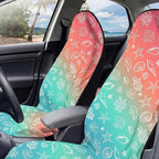 2 Pack Car Seat Towel Covers, Sweat Protector for Front Seats, Premium Thickened Microfiber with Elastic Strap, Breathable & Quick Dry, Machine Washable Cover for Gym Running Universal Fit Seashell