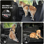 Pawaboo 2Pack Dog Seatbelt for Car, 3-in-1 Dog Car Seat Belt, Shockproof Dogs Tether with Buckle & Hook Latch, Adjustable Reflective Dogs Cars Harness Leash with 360° Lockable Buckle, Gray & Black