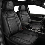 TTX LIGHTING for Toyota Prius 2003-2015 Car Seat Covers, Breathable Ice Silk & Leather Seat Protector, Cool & Anti-Sweat for Long Driving, Airbag Compatible, 2 Front Seats (Black)