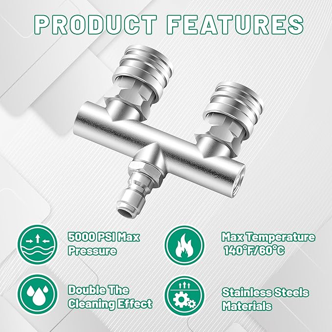 Dual Pressure Washer Tips, 2-in-1 Pressure Washing Nozzle Tips, Power Washer Dual Nozzles with 8PCS Power Washing Spray Nozzle (0, 15, 25, 40 Degree), 1/4" Quick Connect, 5000 PSI