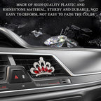 2 PCS Bling Car Air Vent Clips, Crystal Rhinestone Crown Vent Decorative Air Freshener Clips, Sparkly Diamond A/C Outlet Aroma Diffuser Clip for Vehicles, Car Accessories (Red)