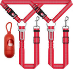 3-Piece Reflective Dog Seatbelt Set - Retractable, Heavy-Duty, Adjustable for Vehicle Headrests - Red