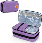 CURMIO Insulated Insulin Cooler Travel Case, Double Layer Diabetic Supplies Storage Bag with Detachable Pouches for Diabetic Medication and Ice Packs, Purple, Empty Bag Only