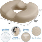 CloudBliss Donut Pillow Seat Cushion Chair Pad for Tailbone Pain Relief and Hemorrhoids, Memory Foam Seat Chair Cushion for Men and Women for Home & Office, (Khaki-XL)