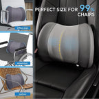 Lumbar Support Pillow for Car, Memory Foam Lumbar Pillow for Lower Back Pain Relief - Back Cushion for Driving, Chair Support for Car-Office Chair, Wheelchair - Dark Grey