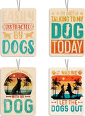Retro Dog Car Air Freshener 4 Pcs, Vintage Quote & Silhouette Scented Hanging Decor for Pet Lovers, Vehicles Home Office, Fun Puppy Mirror Gift