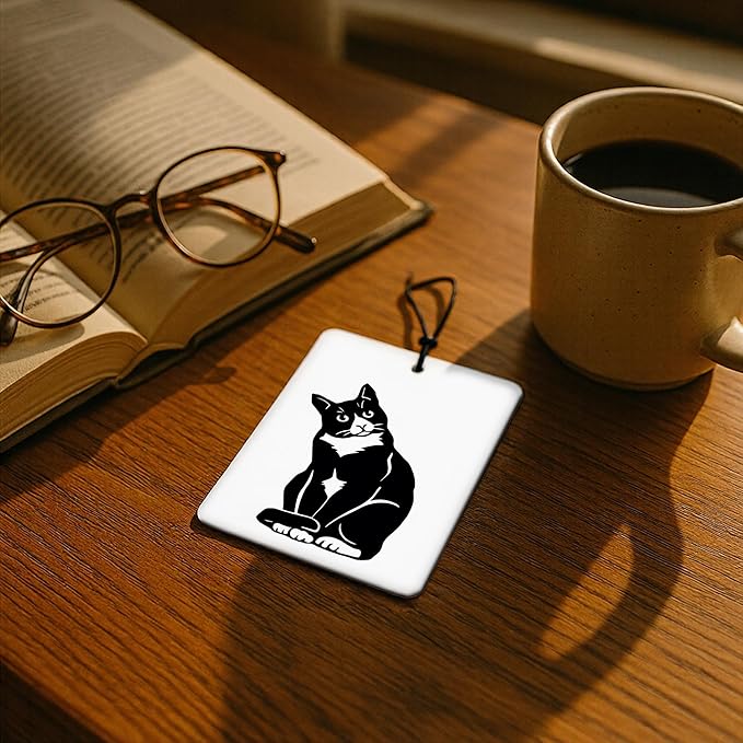 Funny Black Cat Car Air Freshener 4 Pcs, Cute Black Cat Gifts Air Freshener Hanging for Cars Books Closet Drawer, Pet Lover Gifts Car Accessories for Women Men