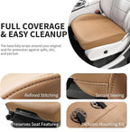 1 Piece Front Leatherette Seat Covers Faux Leather Bottom Car Seat Covers, Super Breathable,Anti-Slip,Universal Seat Covers for Cars,Full Wrapping Edge Fit for Most Sedans SUV Pick-up (Brown)