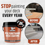 Liquid Rubber Polyurethane Deck Coating – 10X Stronger Than Traditional Deck Paint & Deck Stain – Flexible, Waterproof Sealant for Wood, Concrete & Plywood – Smooth Finish – Misty Grey – 4 Gallon