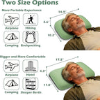 Cooling Camping Pillow, Memory Foam Travel Pillow with Adjustable Buckle Strap & Storage Bag, Compact Small Pillow for Airplane, Car Lumbar, Office, Washable Cooling Cover, Canopy Green