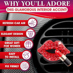Bling Car Decor Auto Air Vent Clip Charms, Crystal Interior Car Accessory, Auto Decoration Charms, Car Bling Accessories (Red Kiss Lips)