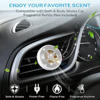 Car Fragrance Holder Compatible with Bath & Body Works Refills (Not Included), Air Freshener Vent Clip or Visor Clip, Refillable Scent Holder, Easy to Open Car Diffuser(White,Diamond)