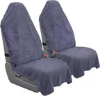 Car Seat Towel Cover, 2pcs Universal Front Seat Protector for Cars, SUVs and Trucks, Sweat Towel Car Seat Cover for Gym, Yoga, Swimming, Pets and Family Travel, Purple Gray