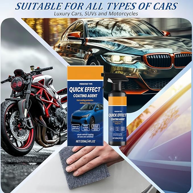 2PCS Advanced Car Quick-Acting Coating Agent Spray, Car CoatingSpray, Car Scratch Wax Polish Spray Waterless Wash, DurableCar ShineSpray, Oil Film Emulsion Glass Cleaner