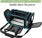Soundy Large Cat Carrier Dog Carrier Under 25 Lbs,Collapsible Ventilated Portable Pet Bag with Soft Sided Breathable Mesh for Long Car Trips Maxi Load 2 Kittens or Small, Medium Dog (Large Black)
