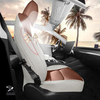Leather Car Seat Cover for Tesla Model Y 2020 2021 2022 2023 2024 Customized Fit Front and Rear Seat Covers (Beige+Brown-Model Y)