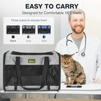 Cat Carrier for 2 Cats/Kitten, Pet Carrier for Cat, Puppy, Small Dog & Bunny, Foldable Soft-Sided Travel Pet Bag, Sturdy Frame Support, up to 25 lbs, Car Seat Belt Compatible, 20x13x13 in, Gray