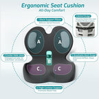 Trucker Seat Cushion, Car Seat Cushions with Lumbar Support Pillow, Ergonomic L-Shaped Orthopedic Memory Foam Pad for Long Driving Back Pain Sciatica Relief, Drivers Office Workers (Black+WE)