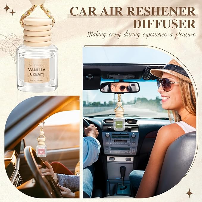 AROIC Car Air Freshener, 18 Pack Long Lasting Hanging Car Air Freshener Diffuser Set for Women & Men, 6 Scents Essential Oil Vehicle Aroma Fragrance Mothers Day Gift (8ml Each)