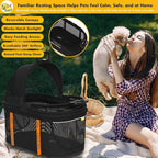 PAWZIDEA Portable Small Dog Crate for Car Travel up to 33lb, Enclosed Dog Car Seat Soft-Sided, Escape-Proof Reversible No-Zip Canopy, Foldable Pet Carrier Seatbelt for Small Medium Puppy & Cats Kennel