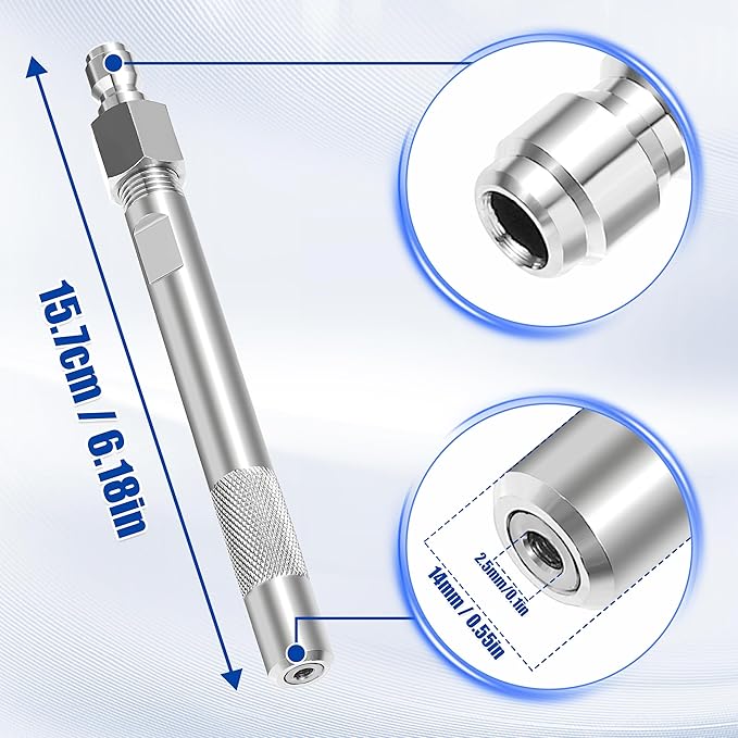 JOEJET Pressure Washer Long Range Chemical Nozzle, Shooter Tip for Pressure Washer, Long Range Pressure Washer Tip for 1.2-3.5 GPM, 1/4” Quick Connect