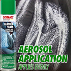 SONAX Leather Foam 289300 | 2 in 1 Aerosol Leather Cleaner and Conditioner | Safe to Use on Perforated Air Conditioned/Heated Seats | UV Protection Prevents UV Damage | 13.02 oz