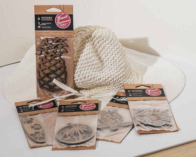 Fresh Fresheners Cute Aesthetic Car Air Fresheners 4-pack (Wood Desert Cactus)