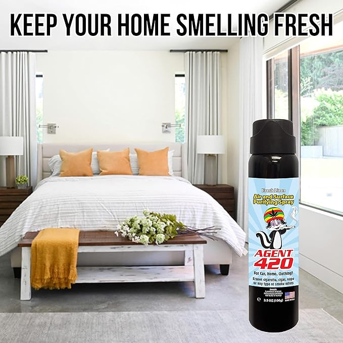 Agent 420 Odor Eliminator Aerosol Spray, Fresh Linen, 3.5 oz — Tea Tree Oil Breaks Down Smoke at the Molecular Level