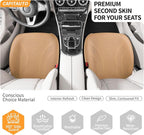 1 Piece Front Leatherette Seat Covers Faux Leather Bottom Car Seat Covers, Super Breathable,Anti-Slip,Universal Seat Covers for Cars,Full Wrapping Edge Fit for Most Sedans SUV Pick-up (Brown)