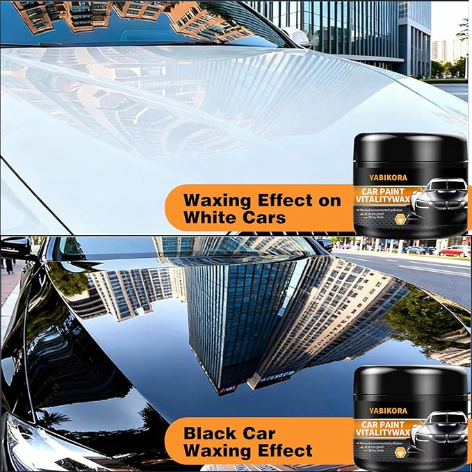 Car Wax Polish, Carnauba Wax Restores Shine High Hydrophobicity & Antioxidant, Long-Lasting Protection Gentle Formula For Cars, Rvs, Trucks, Motorcycles - Includes Sponge & Towel - 3.53oz, 2 Set