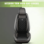 AOMSAZTO 2 Front Seat Covers Fit for Mazda 3 2010-2019: First Row 2PCS Faux Leather Waterproof Seat Covers Automotive Seat Cushion Protector(Black&Grey)