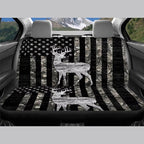 KEIAHUAN Car Seat Covers Full Set of 4 American Flag Deer Camo Hunting Breathable Comfort Auto Interior Seat Protector Front Back Universal Fits Most Cars, Vans, SUVs, Trucks